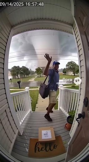 Mail delivery driver gets caught in tornado