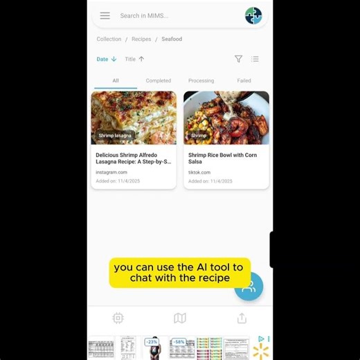 How to save a recipe using the MIMS app from IG