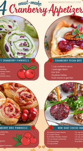 From creamy to crispy and everything in between, these four cranberry appetizers are crowd-pleasers that bring color and flavor to your holiday spread! 🎄🦃❤️ | Easy Recipes