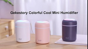 Colorful Cool Mini Humidifier, Aromatherapy Essential Oil Diffusers, Cool Mist Humidifiers, Aroma USB Personal Desktop Humidifier for Bedroom, Car, Office. 2 Modes, Super Quiet (300ml Pink)