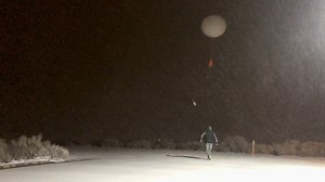 This morning's 3 AM weather balloon launch at NWS Reno in steady light snow and cold northwest winds. Being out in this is most definitely a good way to feel more awake on the overnight shift! | US National Weather Service Reno Nevada