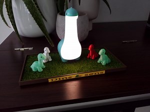 Dinosaur LED Lamp With Babies: PLA Sculpture, Artificial Grass Base - Etsy