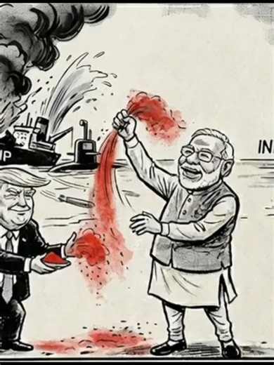 A shocking animation: as Holi powder blinds Modi, a missile strikes in the background. What a surreal contrast. #Holi2026 #Modi #TikTokNews #Animation #Viral