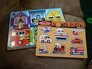 Review of Melissa & Doug Vehicle Sound Puzzle and Counting Latches Board Puzzle