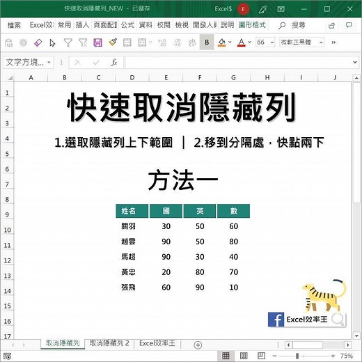 【Excel快速取消隱藏列 │妙技巧】 Excel中取消隱藏列 有好幾種方法 在Excel效率王這裡 你總能遇到你喜愛的打包帶走 #職場實力不會一蹴集成 #是一天一點一滴累積上來的 #趕緊與Excel效率王一同無痛成長 #Excel職場技能激進化_北部場_1020_週日 | Excel 效率王