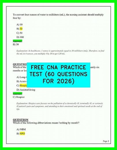 Pass the 2026 CNA Exam | Free 60 Question Practice Test and Full Study Prep Guide