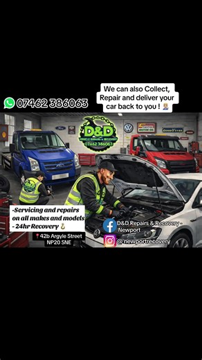Collection service now available👨🏼‍🔧✅. Too busy to drop your car off for repairs? Dont stress weve got you covered 🤝 #VehicleRepairs #NewportWales #clickandcollect #vehiclecollection #oilservice #brakepads #fullservice #pickup #recoverytruck #recoverytok
