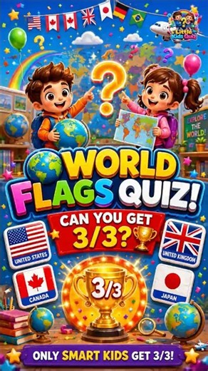 🌎 World Flags Quiz for Kids | Can You Score 3 Out Of 3? 🏆 #shorts