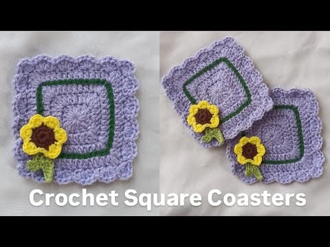 Crochet Square Coasters 🌻✨ || Easy Pattern For Beginners 