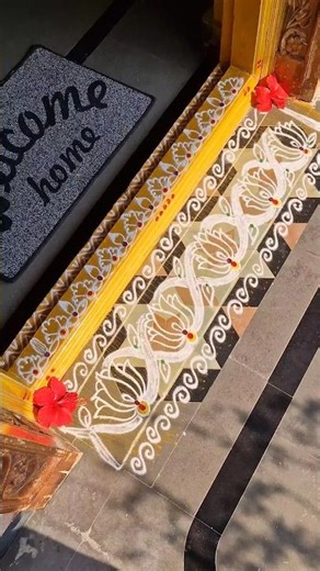 Easy Door Side Rangoli Design | Simple & Elegant Entrance Rangoli | Daily Kolam 2026 #rangoli #art