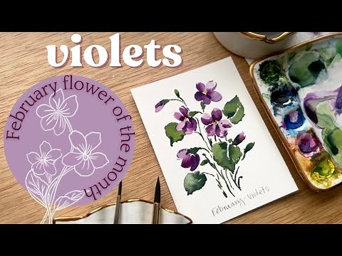 Watercolor violets- February birth month flower