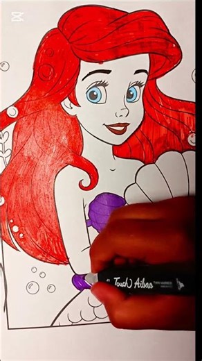 Ariel Drawing 🧜‍♀️ | The Little Mermaid Art ✨#shorts