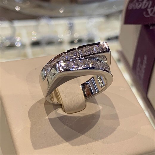 Princess Cut Diamond Band Ring | Modern Double Row Statement Wedding Band - Etsy