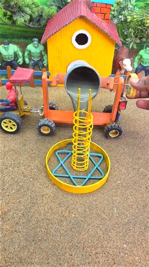 😱 Amazing Mini Tractor Making Cement Pillar | DIY Real Working Construction Machine 🚜 #shorts