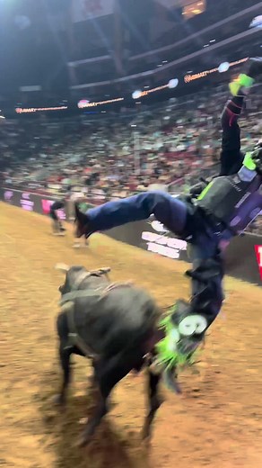TOSSED into the steel 😳 #pbr #pbrteams #bullriding #wreck