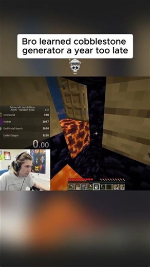 couldn’t do it in skyblock does it by accident in a speedrun 💀😭 #minecraft #minecraftmemes #donutsmp