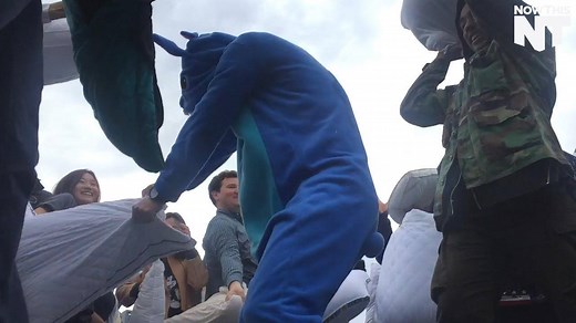 Cities all over the world hosted huge pillow fights to celebrate International Pillow Fight Day | NowThis