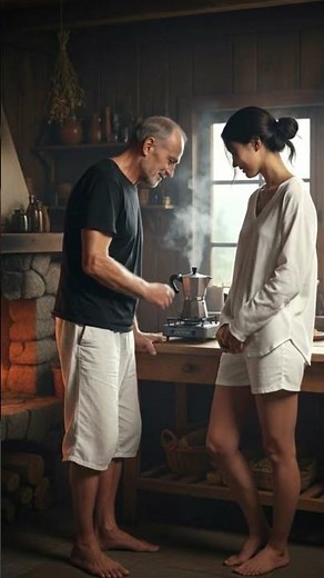 ☕ ASMR Old Man with a Beautiful Asian Girl – Making Coffee Together