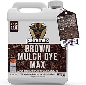 PETRAMAX Petra Brown Mulch Dye, 14,400 Sq Ft Coverage - Brown Mulch for Landscaping & Garden Beds, Wood Mulch Dye - 1 Gallon