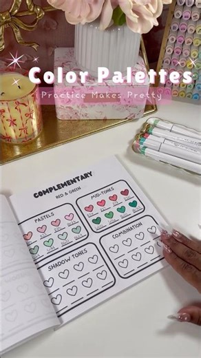 Ohuhu Color Palettes| Red & Green Midtone| Practice Makes Pretty Workbook #coloring #markers #ohuhu