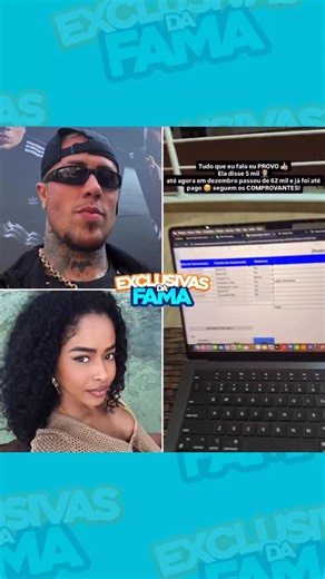 EXCLUSIVAS DA FAMA on Instagram: "Rebateu! Após a Lorena Maria publicar um comprovante de quase 6 mil reais, afirmando que essa é a pensão que o Mc Daniel paga, o cantor postou uma planilha mostrando que seus gastos chegam a 62 mil."