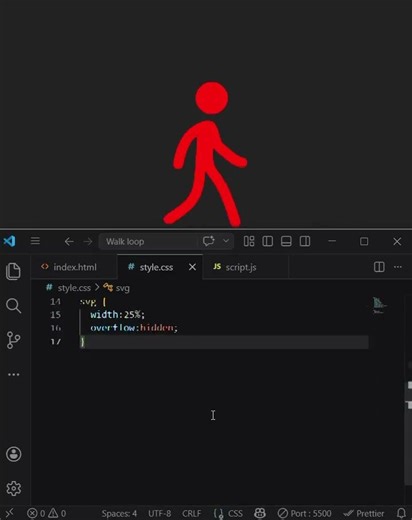 How to create Walk Loop by using HTML,CSS and JAVASCRIPT in VS code.