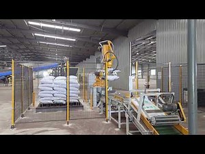 Estun Robot Palletizier with Semi-auto Open Mouth Fertilizer Bags Filling and Packing System