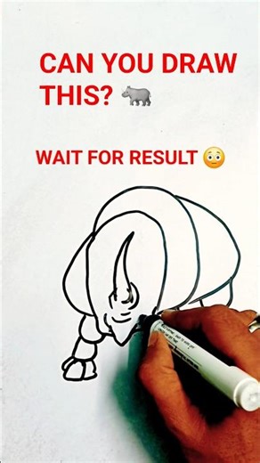 How to Draw an African Rhino 🦏 | Step-by-Step Whiteboard Art #Shorts