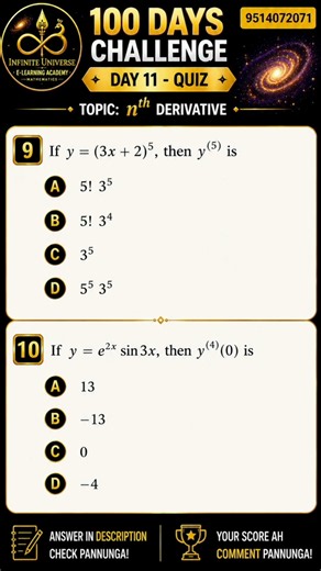 100 Days Challenge – Day 11 | Nth Derivative Quiz | UG TRB Mathematics