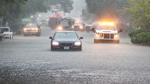 Storms flood roads across Mass., trapping numerous vehicles in high water