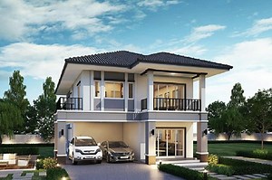 V-387| Modern Duplex House Plans – 3 Bedroom Tiny Home Two Floor With 2 Car Port (digital PDF) - Etsy