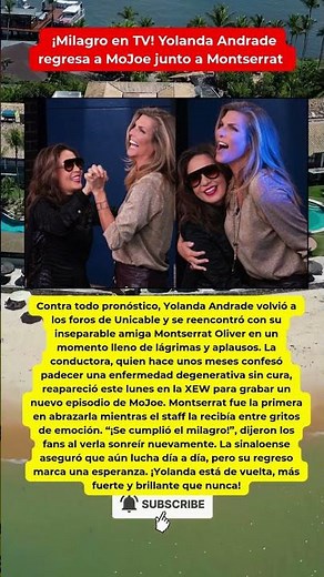 ✨ Yolanda Andrade regresa a MoJoe y conmueve a todos #YolandaAndrade #MontserratOliver #MoJoe