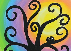 Acrylic Painting for Kids and Beginners: Learn How to Paint a Rainbow Swirly Tree