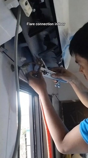 Flare connection indoor #airconditioninginstallation #aircongroup #reels #followersreels #reelstrending #reelsfypシ #reelsviralfb #rells2025 #reelsviralシ #reelsvideoシ @topfans | Wil JTech Aircon