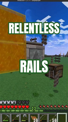 Minecraft Rail Duplicator Action - Easy Rails for Base & Village Links #minecraft #redstone #shorts