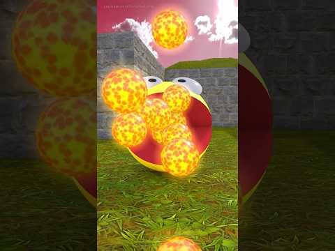 Pacman vs evil train! 🚂🍎😱 (Choo Choo Charles kidnaps Ms. Pacman!) #pacman #3d #animation