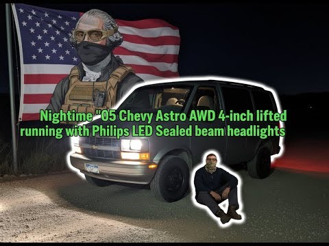 Brief walk around Nightime engine running sounds '05 Chevy Astro AWD 4-inch lift