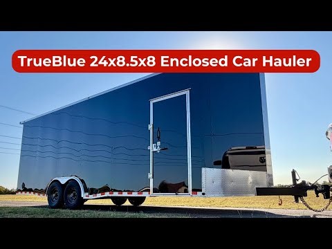 TrueBlue 24'x8.5'x8' Black Enclosed Car Hauler Trailer Overview