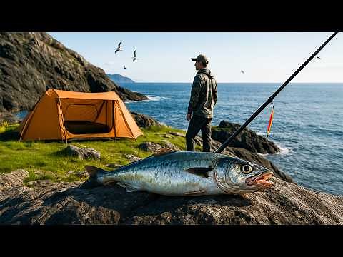 Solo Camping on a Remote Ocean Cliff – Catch & Cook