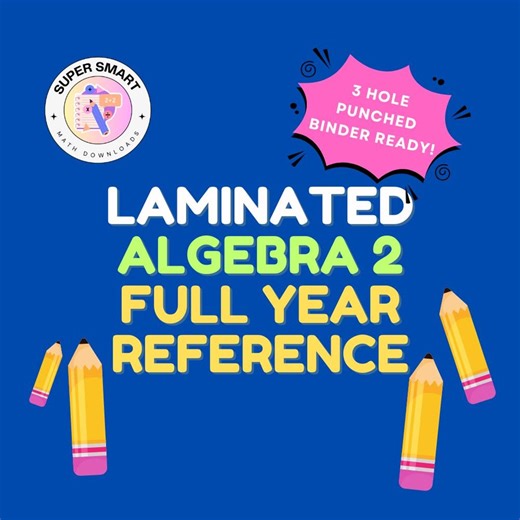 Laminated Algebra 2 Cheat Sheet: Full Year Reference, Formula Guide - Etsy Australia