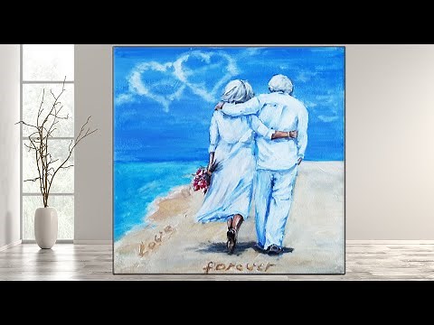 How to paint Romantic Couple on Beach / Acrylic Painting / Tutorial /Valentine's day MariArtHome