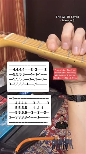 She Will Be Loved by Maroon 5 opening guitar riff. #shewillbeloved #maroon5 #adamlevine #guitartabs | Jamparkguitar