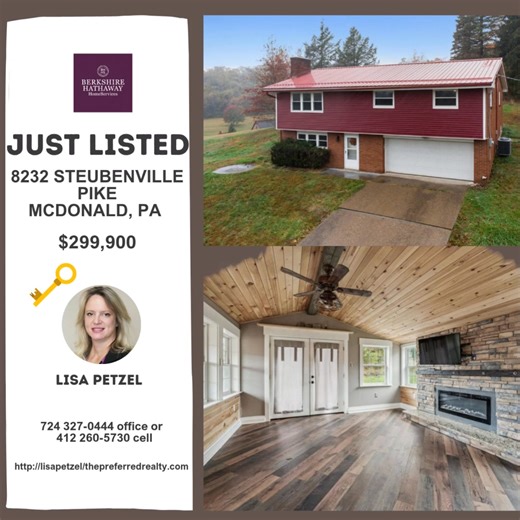 Just Listed! Welcome home to this lovely three bedroom two bath split-level home in North Fayette, that sits on just over an acre offering privacy and natural surroundings. This home features a large living room with hardwood floors, an eat in kitchen, and French doors leading to a sunroom addition with vaulted ceilings, an electric fireplace and luxury vinyl plank flooring. Three bedrooms all have hardwood flooring, and the bathroom is equipped with a handicapped accessible tub and shower. Down