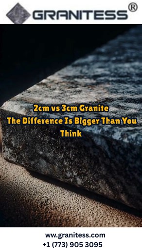 Granitess Corp on Instagram: "2cm vs 3cm granite countertops is one of the most important decisions homeowners overlook. granite thickness directly impacts durability, structural strength, edge profile options, and long-term performance. while 2cm granite is lighter and often requires additional support, 3cm granite provides greater stability and a more premium finish. if you are planning granite countertops for your home in the us, 📩 DM us for expert slab guidance before you finalize. #granite
