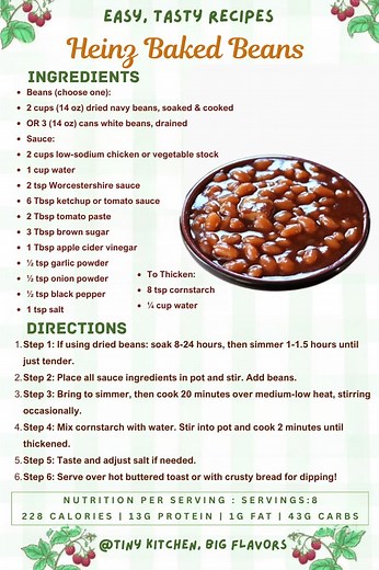 🥫 Homemade Heinz Baked Beans – Better Than the Can! Recreate that iconic British pantry staple from scratch! These beans are perfectly sweet, tangy, and saucy – just like the original, but with the satisfaction of knowing exactly what went into them. Piled on toast, it's pure comfort! #BakedBeans #BritishFood #ComfortFood #FromScratch #Homemade #BreakfastGoals | Tiny Kitchen, Big Flavors