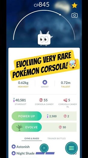 Very Rare Galarian Corsola Evolves into Cursola! 👀 Pokémon Go. #pokemongo