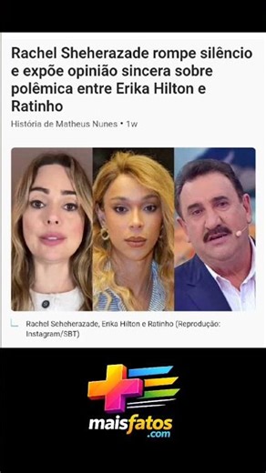 Rachel Sheherazade expõe opinião sincera sobre polêmica entre Erika Hilton e Ratinho