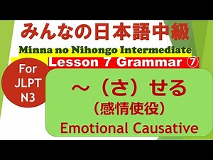 Minna no Nihongo Intermediate Lesson 7 Grammar ⑦ / みんなの日本語中級第７課文法（ぶんぽう）⑦ // ～（さ）せる（感情使役）