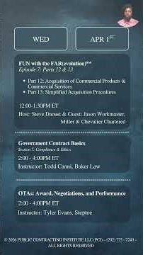 🚨 PCI's Upcoming Training: OTA's, DFARS Rights, Compliance Checklists, and More! (Mar 31-Apr 2) 🚨