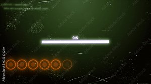 Looping loading screen animation that stops at 97% and displays a simulated glitch or error. The scene includes a glowing progress bar, fingerprint traces, and broken glass.